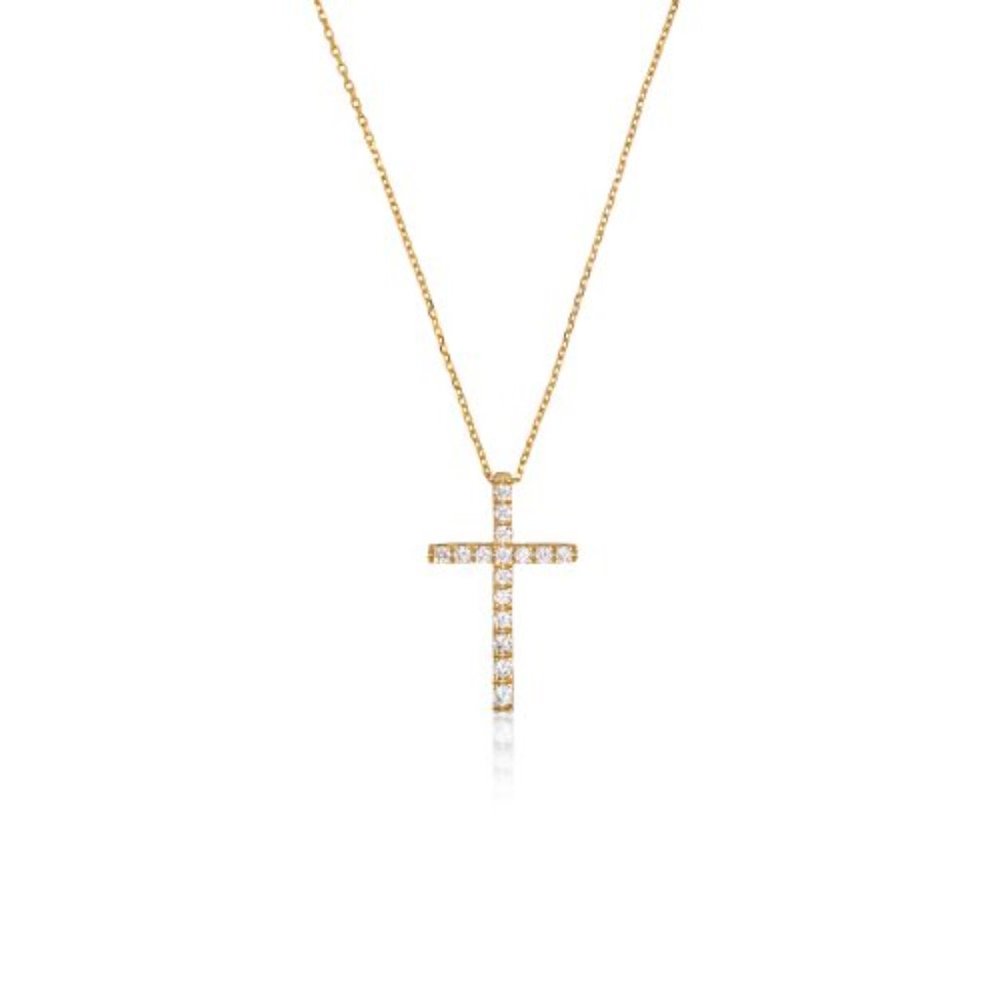 NWT Madonna Cross Necklace // 14k Gold Vermeil + CZ